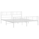 vidaXL Sengeramme i metall med hode- og fotgavl hvit 180x200 cm 8721012190290