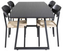 Venture Design Inca & Polly spisegruppe Svart/svart 4 st stoler & bord 160 x 85 cm