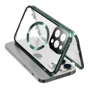 iPhone 15 Pro Max-deksel i dobbeltsidig HD-hærdet glass, kompatibelt med MagSafe Grønn