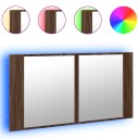  LED-speilskap til baderom brun eik 90x12x45 cm akryl