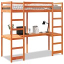  Ramme for loftseng uten madrass voksbrun 80x200 cm heltre furu 8721158373304
