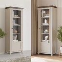 Vitrineskap Evora 1 dør høyre - Lys beige