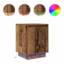  Nattskap med LED lys 2 stk gammelt tre 38x34x50 cm