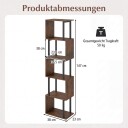 5 etasjes geometrisk bokhylle med veltesikring – rustikk brun