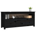 vidaXL TV-benk svart 114x35x52 cm heltre furu