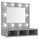 vidaXL Speilskap med LED grå sonoma 60x31,5x62 cm