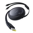 Baseus Bright Mirror Series 2in1 USB-C-kabel med uttrekkbar kabel 100W 1m Svart