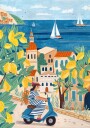 Travel woman on the Amalfi coast Italy Poster Plakat / 21x30cm