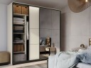 Navron Garderobeskapeskap med speil 220x221 cm - Beige