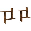  Vegghyller 2 stk røkt eik 50x12x50 cm konstruert tre