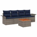 vidaXL Hagesofa Set med lagring 5 pcs Grå og marineblå polyrotting