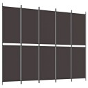 vidaXL Romdeler 5 paneler brun 250x200 cm stoff