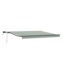  Manuell uttrekkbar markise med LED Grønn og Hvit 450x300 cm  Markise erstatningsstoff for 4,5x3 m ramme Grønn og Hvit