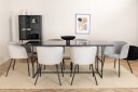 Venture Home Spisegruppe Leria 200 cm inkl. 6 Beraid Stoler Svart/Grå