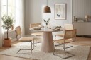 Siena spisegruppe rund 110 cm hvitlasert med 4 Build spisestoler   Hvitlasert/natur/krom