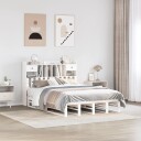  Seng med bokhylle uten madrass hvit 140x200 cm heltre furu 8721158627476