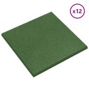 vidaXL Fallbeskyttelsesfliser 12 stk. Grønn 50 x 50 cm Gummi