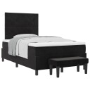  Box Spring seng med madrass og benk svart 120x200 cm fløyel