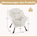 Beige sherpa lenestol med armlener og sidelomme
