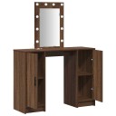  Sminkebord med LED belysning Brun Eik 102x33x135 cm
