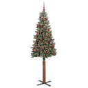  Slim juletre Grønn og hvit 180 cm PVC og Massivt Furu tre