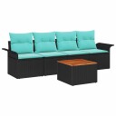 vidaXL Hagesofa Set med pute 5 pcs Svart polyrotting
