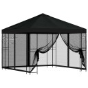  Hagepaviljong med sidevegger 3 x 3 m Svart Polyester og stål
