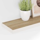 vidaXL Flytende vegghyller 4 stk eik og hvit 80x23,5x3,8 cm MDF
