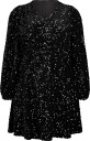Zizzi   Paljettkjole Mjosefine L/S Abk Dress   Svart