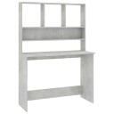 vidaXL Skrivebord med hyller betonggrå 110x45x157 cm sponplate