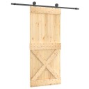 vidaXL Skyvedør Naturlig og svart 90 x 210 cm Massiv Furu Tre