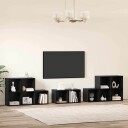  TV benk sett 8 pcs Svart Eik 37 x 35 x 72 cm Konstruert tre