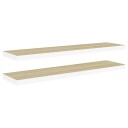 vidaXL Flytende vegghyller 2 stk eik og hvit 90x23,5x3,8 cm MDF