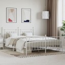 vidaXL Sengeramme i metall med hode- og fotgavl hvit 183x213 cm 8720845883898