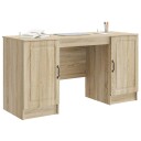 vidaXL Skrivebord med dør Sonoma eik 142,5 x 50 x 75 cm Konstruert tre