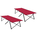 Sammenleggbar camping seng 2 pcs Rød 206 x 76 x 74 cm