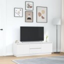 TV benk med LED lys hvit 160,5x41x50 cm