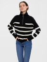 Vero Moda Vmsaba Stripe Ls Highneck Blouse Ga Noos   Black   S