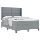  Box Spring Seng med Madrass   Lysegrå 140x200 cm Stoff