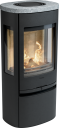 Contura 956 Style Svart Vedovn Med Sideglass Og Støpejernsdør Klebersteinstopp