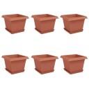 vidaXL Plantepotter 6 pcs Klinker Rød 23 x 23 x 17,5 cm Plast