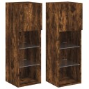 TV benker med LED lys 2 stk røkt eik 30,5x30x90 cm