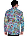 UV Glow Kostymeskjorte med Forskjellige Fargerike 80 Talls Motiver til Herre XX Large