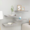 vidaXL Flytende vegghyller 4 stk betonggr? 40x23x3,8 cm MDF