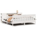  Seng med bokhylle uten madrass hvit 200x200 cm heltre furu 8721158619587