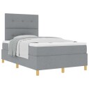  Box Spring Seng med Madrass Lysegrå Liten Dobbel Stoff