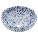vidaXL Benkeservant hvit og blå rund Φ41x14 cm keramikk