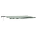 Manuell uttrekkbar markise med LED Grønn og hvit 600x300 cm  Markise Erstatningsstoff for 6x3 m Ramme Grønn og hvit