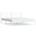vidaXL Sengeramme i metall med hodegavl hvit 193x203 cm