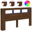  Sengegavl med LED brun eik 180x18,5x103,5 cm konstruert tre 8721012259485